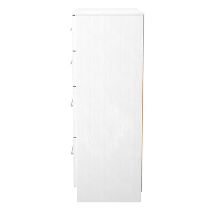 York Tall Chest of Drawers White 4 Drawers 74cm