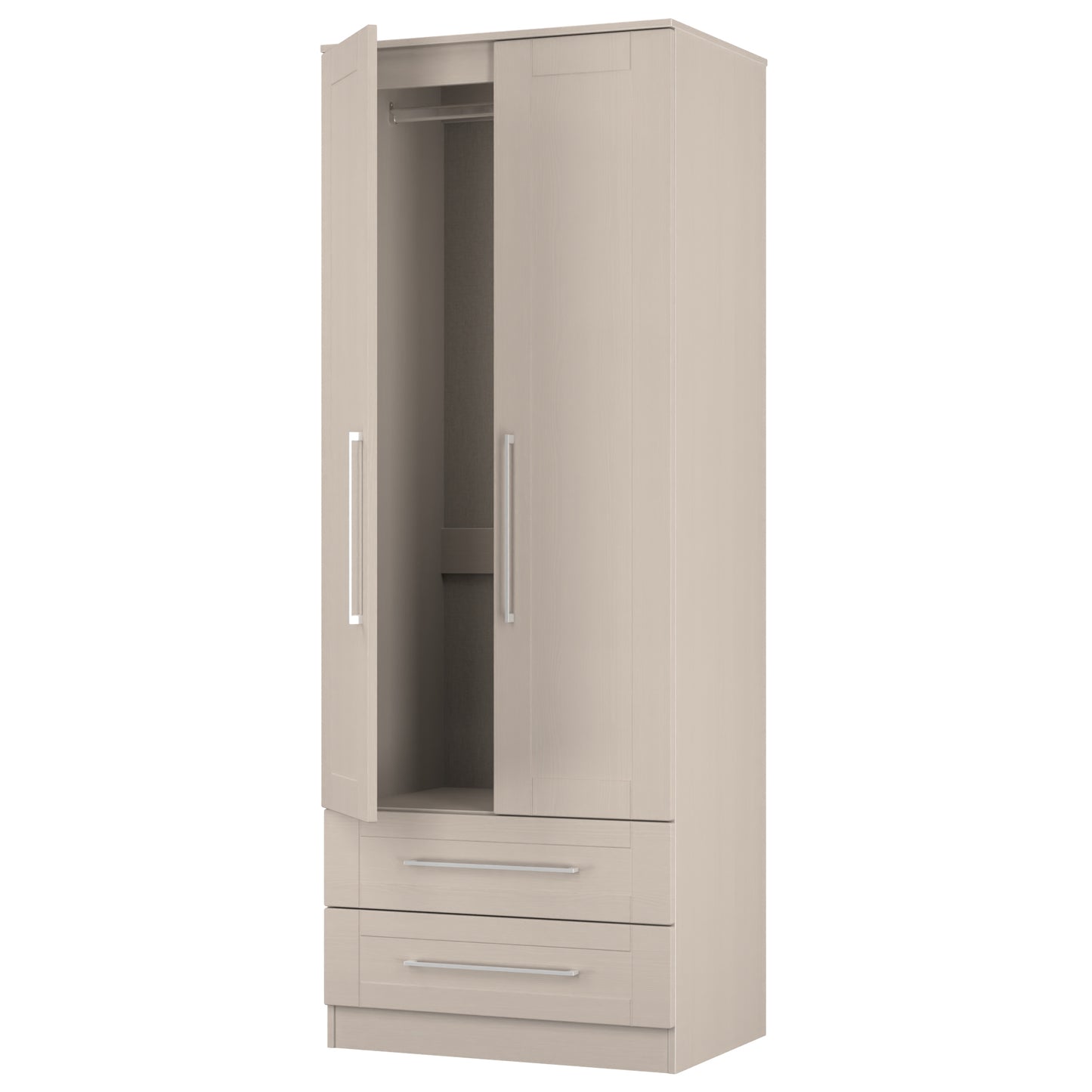 York Tall Wardrobe Cream 2 Doors 2 Drawers 74cm