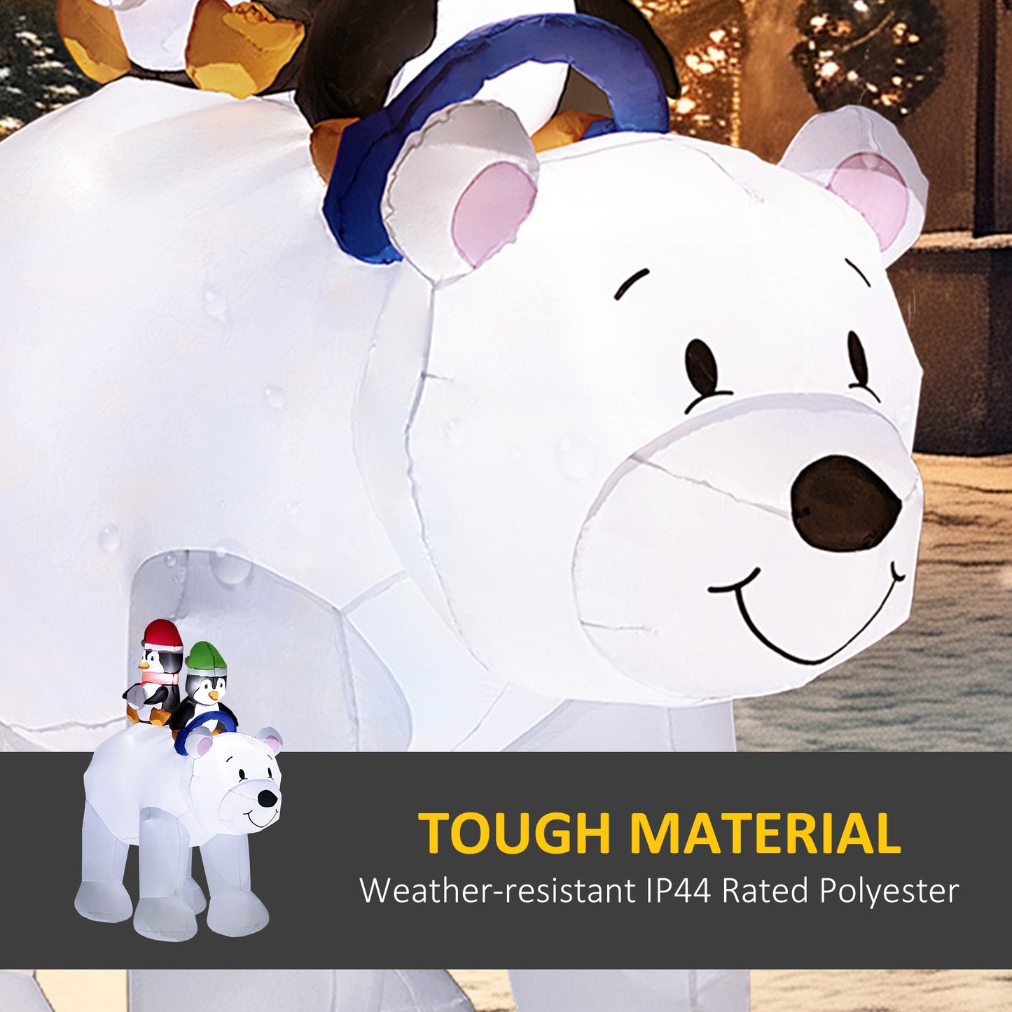 Polar Bear & Penguins Inflatable Christmas Decoration - 196cm