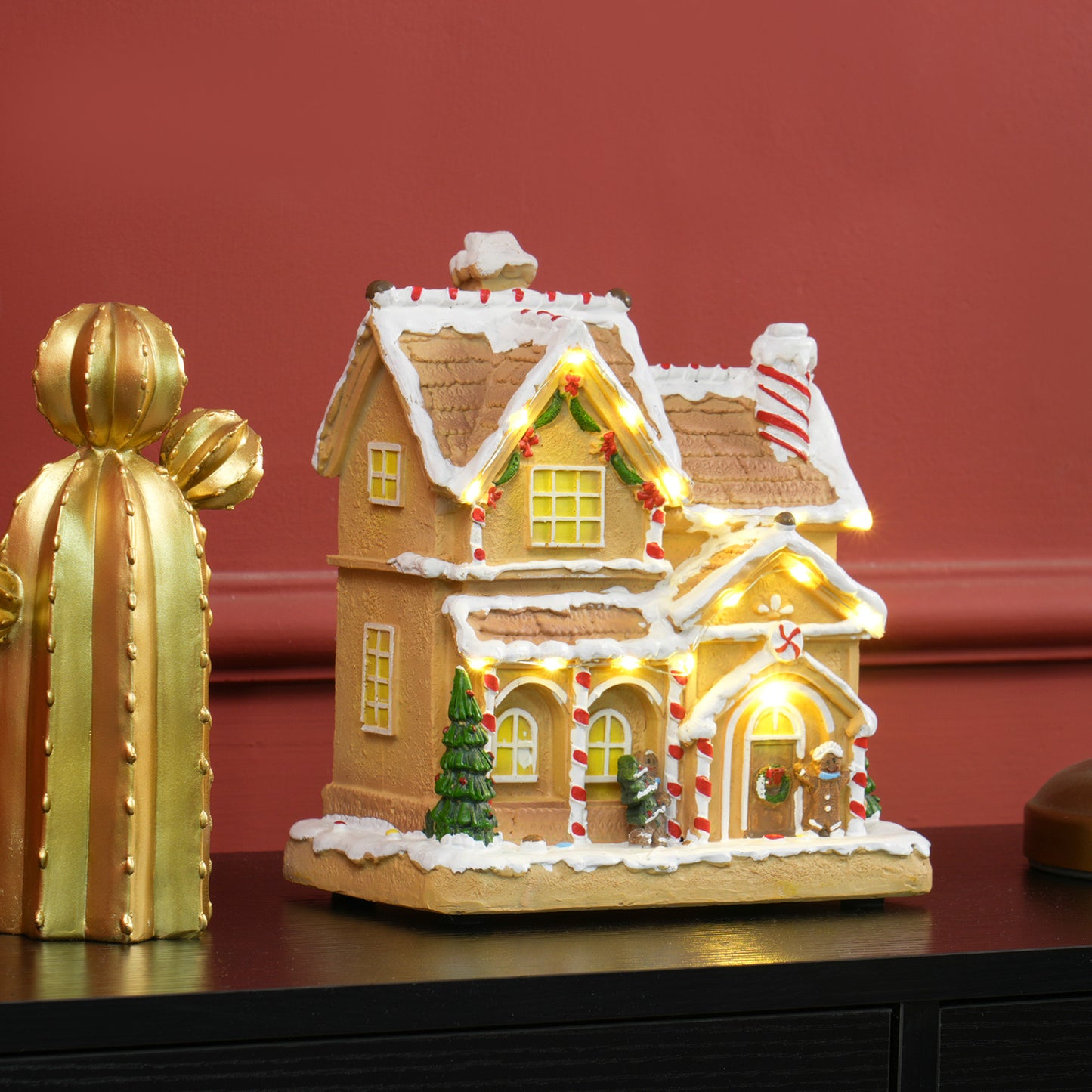 Gingerbread House Miniature Christmas Scene - 22.5cm