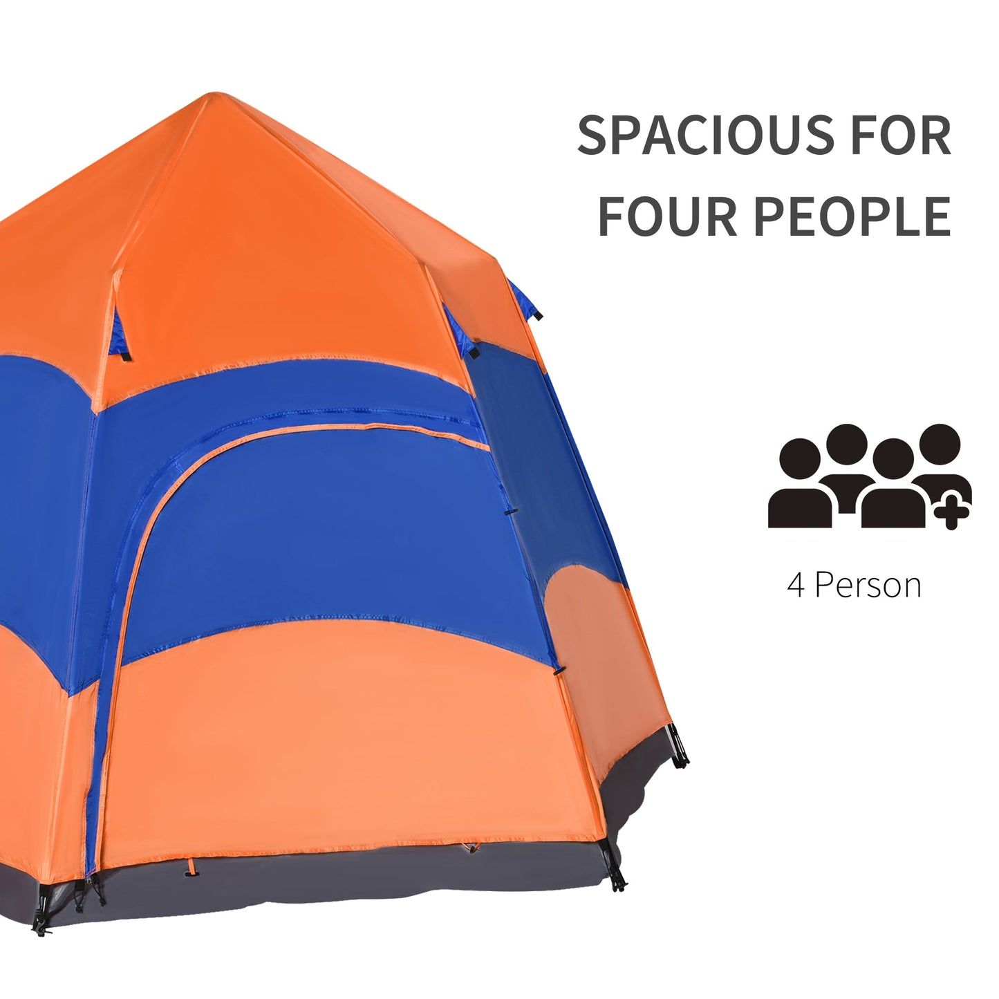4 Man Hexagon Pop Up Tent Camping Shelter Festival Hiking Family Portable