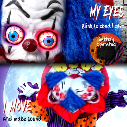 Animated Scary Clown Halloween Decoration - 167cm