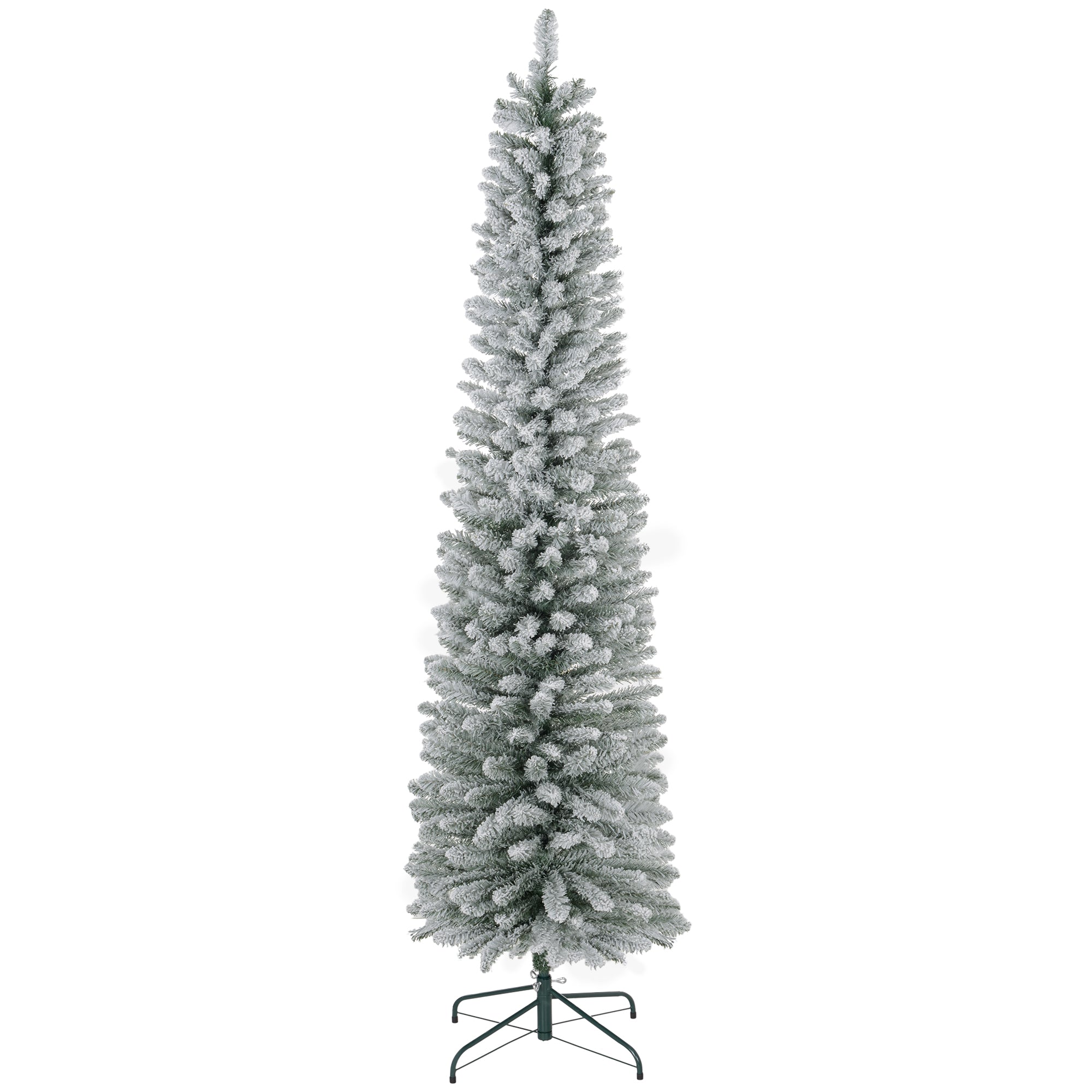 7ft Slim Christmas Tree Artificial White Frosted Green 405 Tips