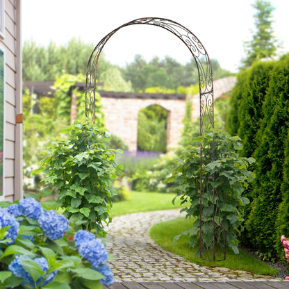 Metal Decorative Garden Rose Arch Arbour Trellis for Climbing Plants Support Archway Wedding Gate 120L x 30W x 226H cm
