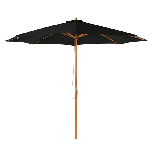 3M Fir Wooden Parasol Garden Umbrellas 8 Ribs Bamboo Sun Shade Patio Outdoor Umbrella Canopy