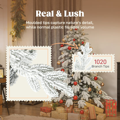 5ft Christmas Tree Artificial - White Frosted Green  1020 Tips