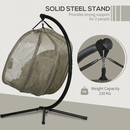 Double Hanging Egg Chair 2 Seaters Texteline Swing Hammock Chair with Stand
