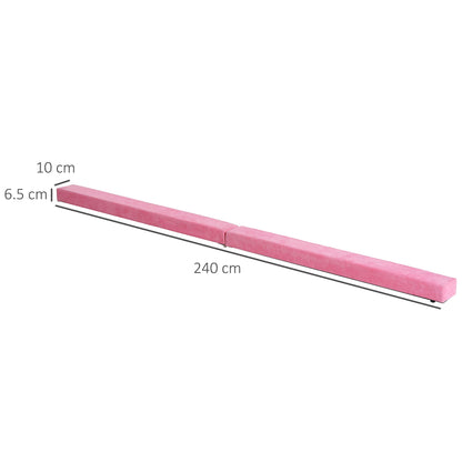 Suede Upholstered Wooden Folding Balance Beam Trainer Pink