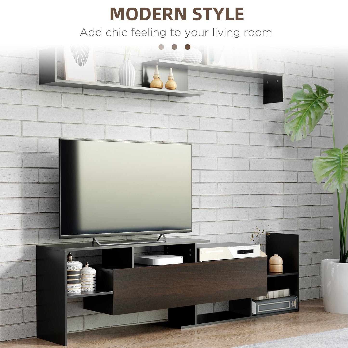 Modern TV Cabinet with Wall Shelf
