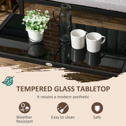Outsunny 4 Piece Metal Garden Furniture Set with Tempered Glass Coffee Table