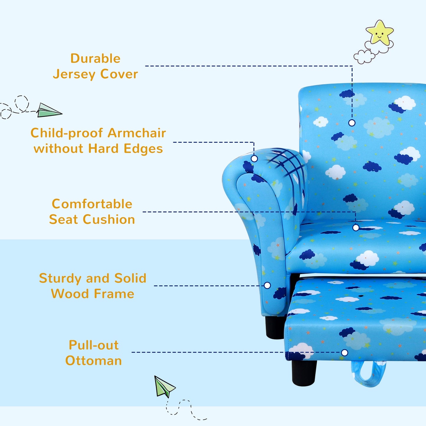Kids Star and Cloud Armchair