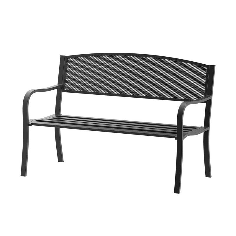 Outsunny Garden Bench Furniture Patio Park 2 Person Chair Seat Steel Black 120cm Outdoor Primary Image
