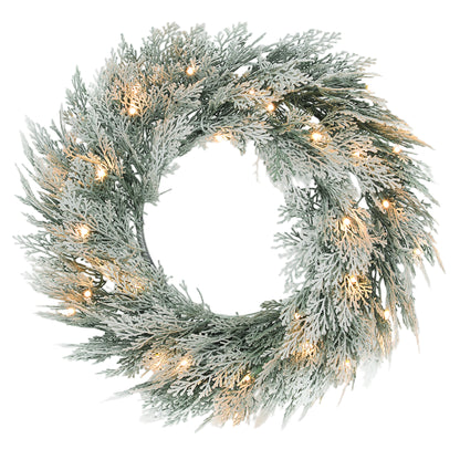 Wreath Christmas Decoration Green with Frosted Pattern - 60cm