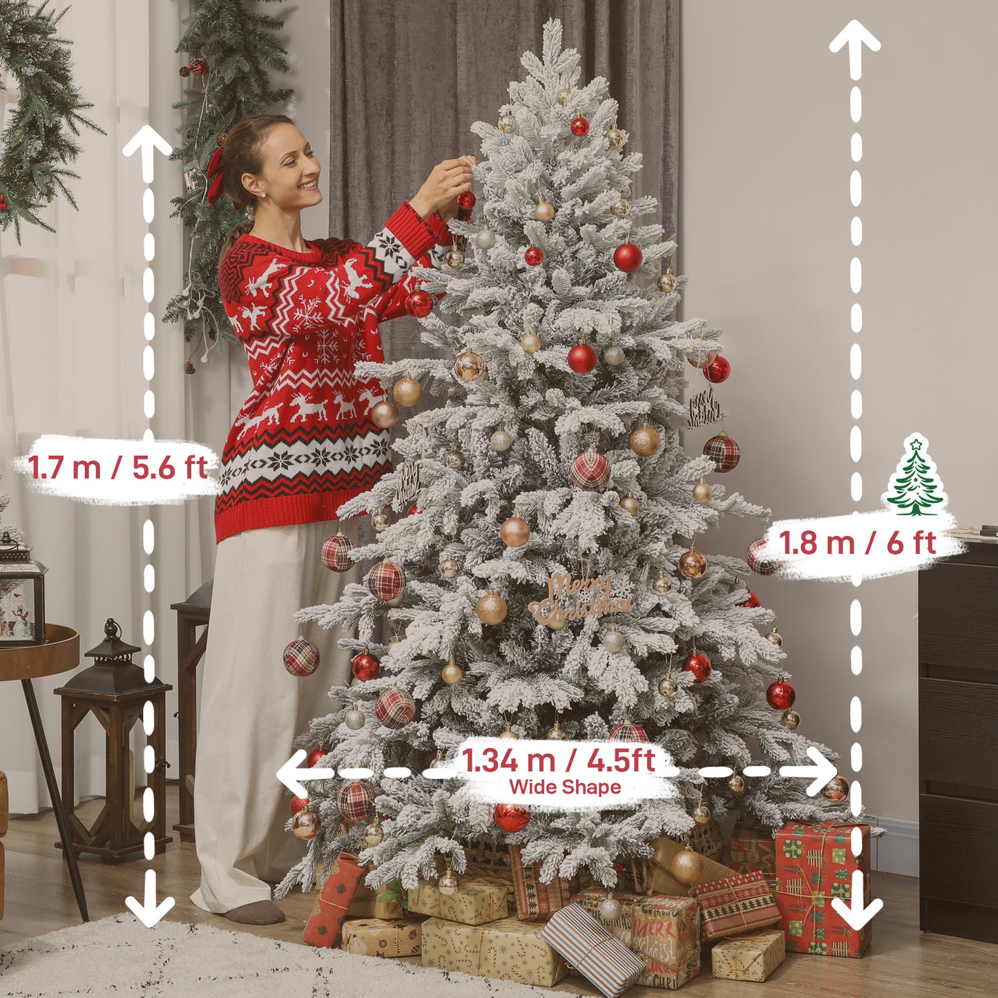 6ft Christmas Tree Artificial - White Frosted Green  1528 Tips