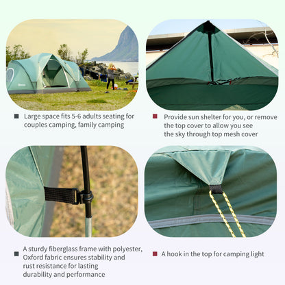 5-6 Man Dome Camping Tent Hiking Shelter UV Protection 3000mm Water Resistant Tunnel Tent - Dark Green