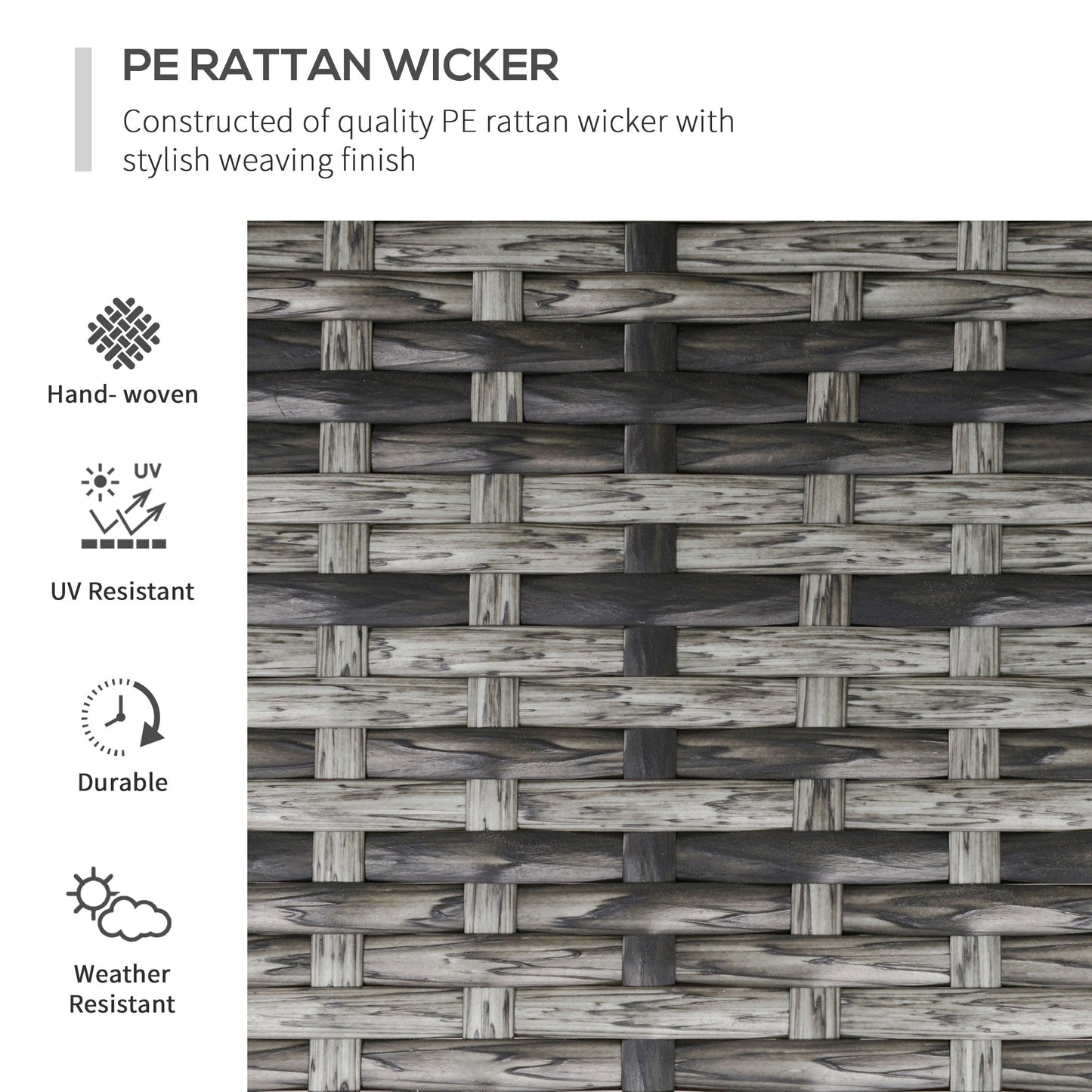 2 Seater Patio Rattan Wicker Chaise Lounge Sofa Set w/ Cushion for Patio Yard Porch