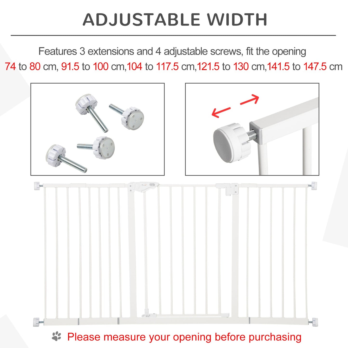Pawhut Adjustable Safety Gate Dog Barrier For Doorways