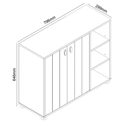 Bideford Shoe Storage Black 2 Doors 6 Shelves