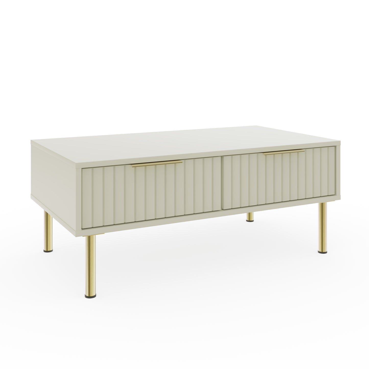 Nervata Coffee Table White & Gold 2 Drawers