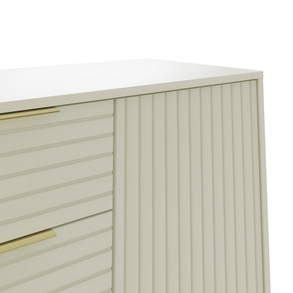 Nervata Large Sideboard White & Gold 2 Doors 4 Shelves 3 Drawers