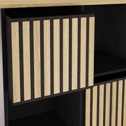 Kube Sideboard Black & Light Oak 2 Shelves 2 Drawers