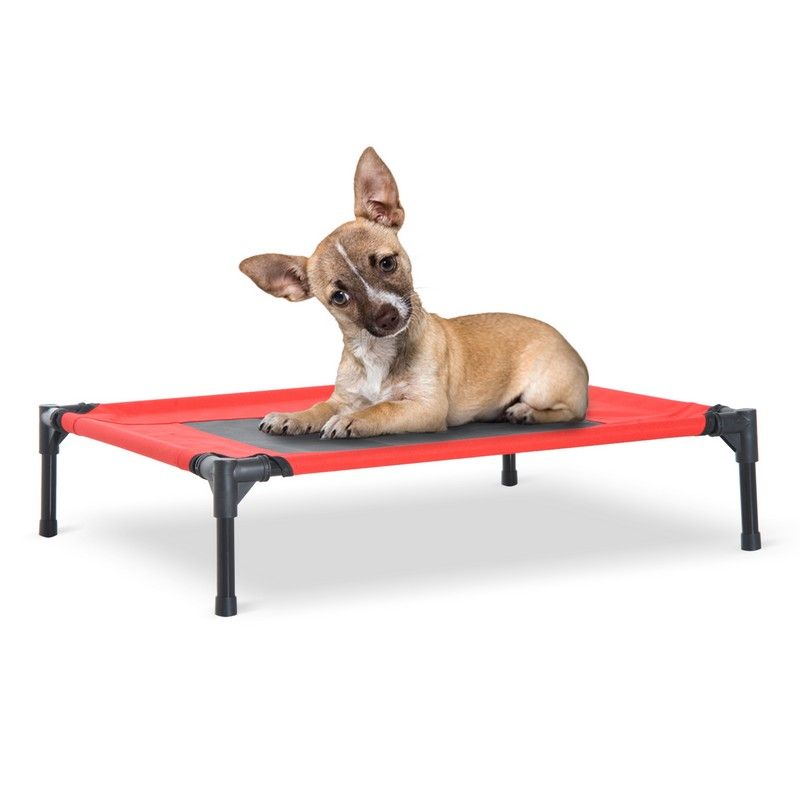 Medium Elevated Pet Bed 76Lx61Wx18H cm Black Red