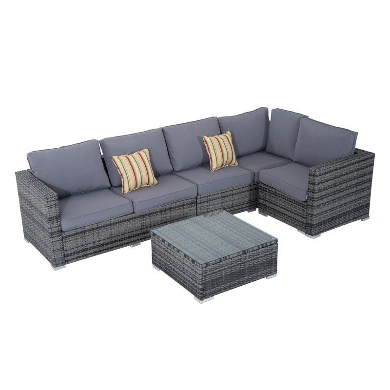 Outsunny 4 Pcs Rattan Garden Furniture Sets Wicker Patio Conservatory Dining Set With Corner Sofa Loveseat Coffee Table Cushions For Balcony Backyard Pool Primary Image