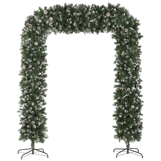 8ft Pinecone Christmas Tree Arch Artificial - White Frosted Green  1800 Tips