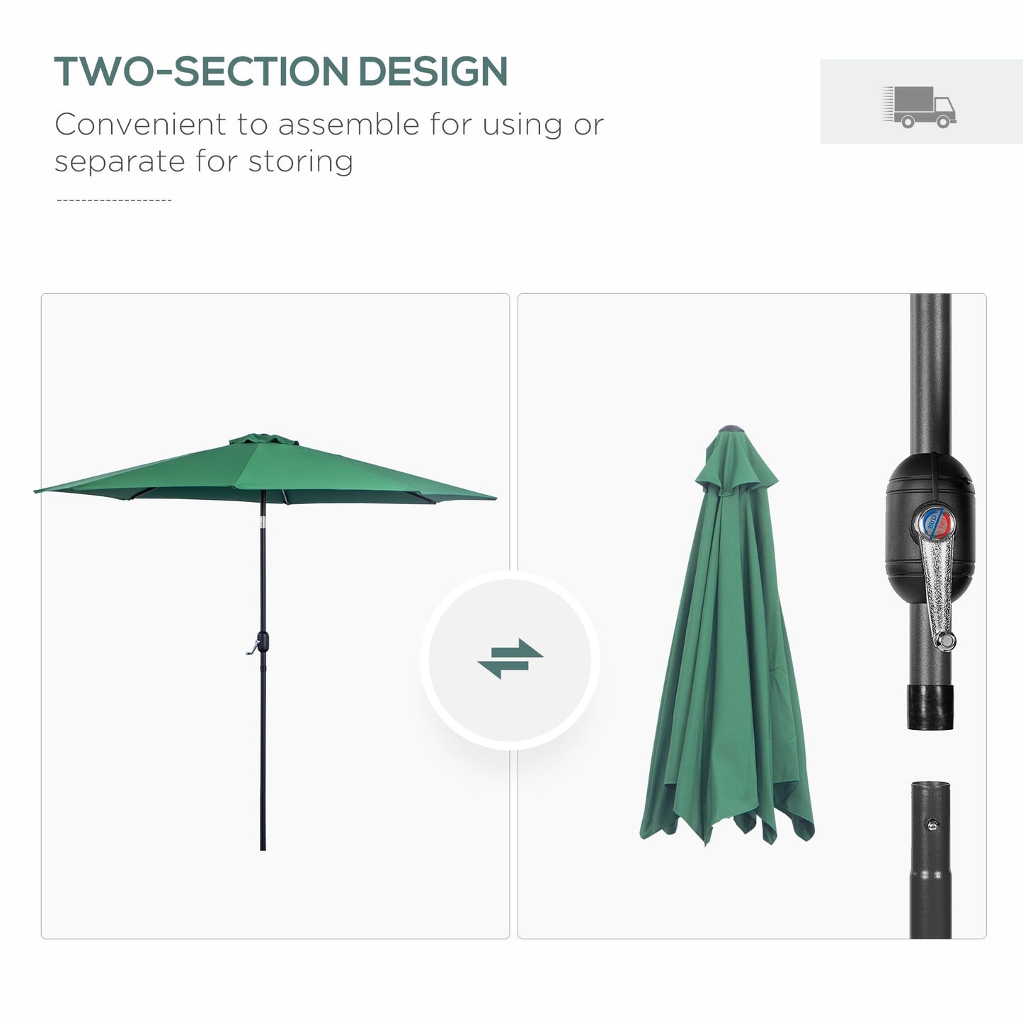 3M Tilting Parasol Garden Umbrellas