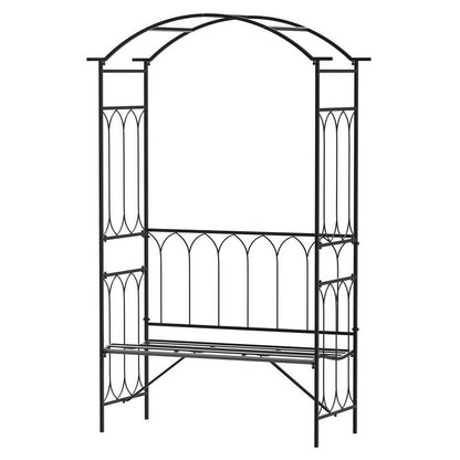 Garden Metal Frame Bench With arch For Various Climbing Plant 115Lx50Wx203H cm-Black