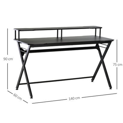 Homcom Gaming Desk Writing Racing Computer Table Workstation With Headphone Hook Curved Front Adjustable Feet For Home Office Use