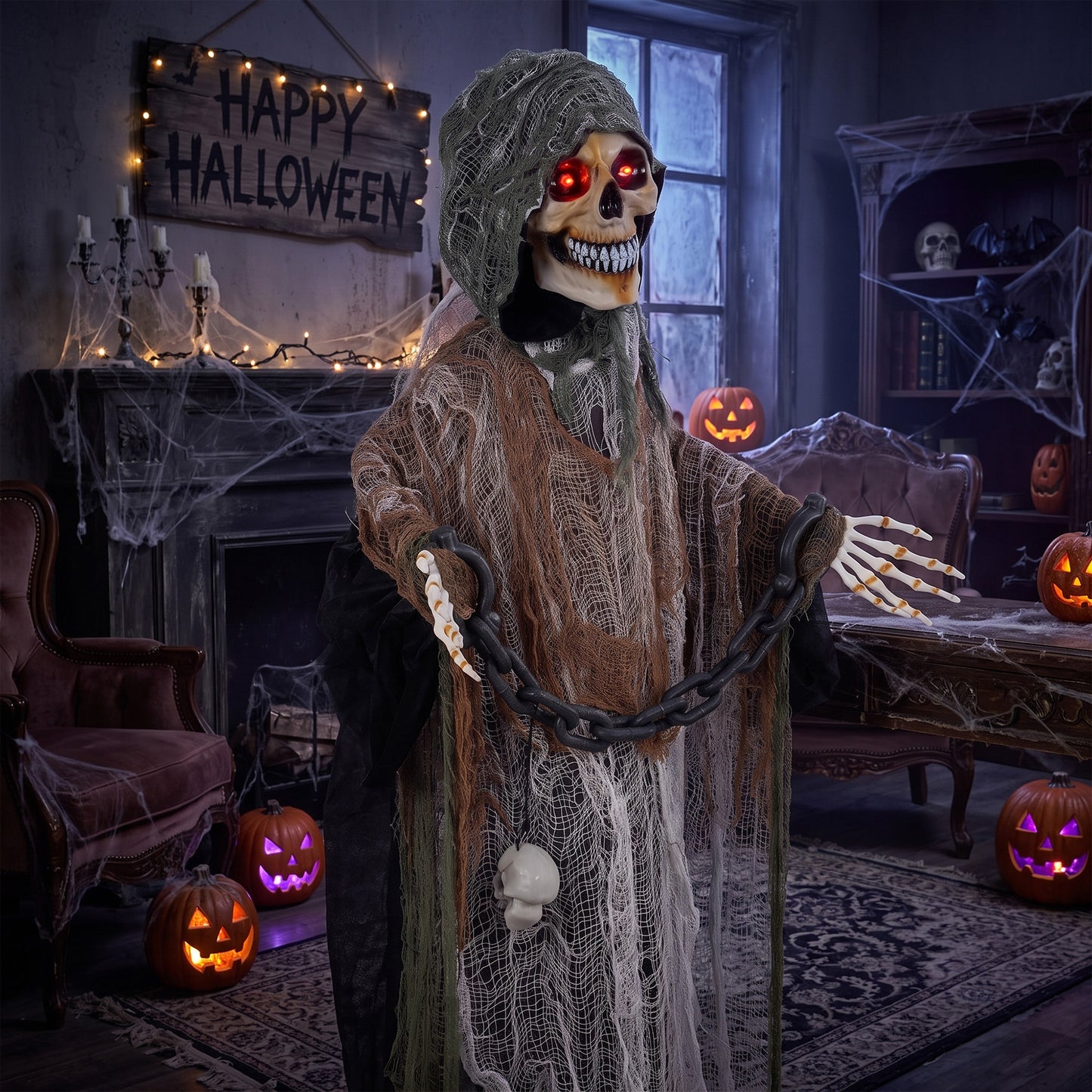 Animated Grim Reaper Halloween Decoration - 170cm