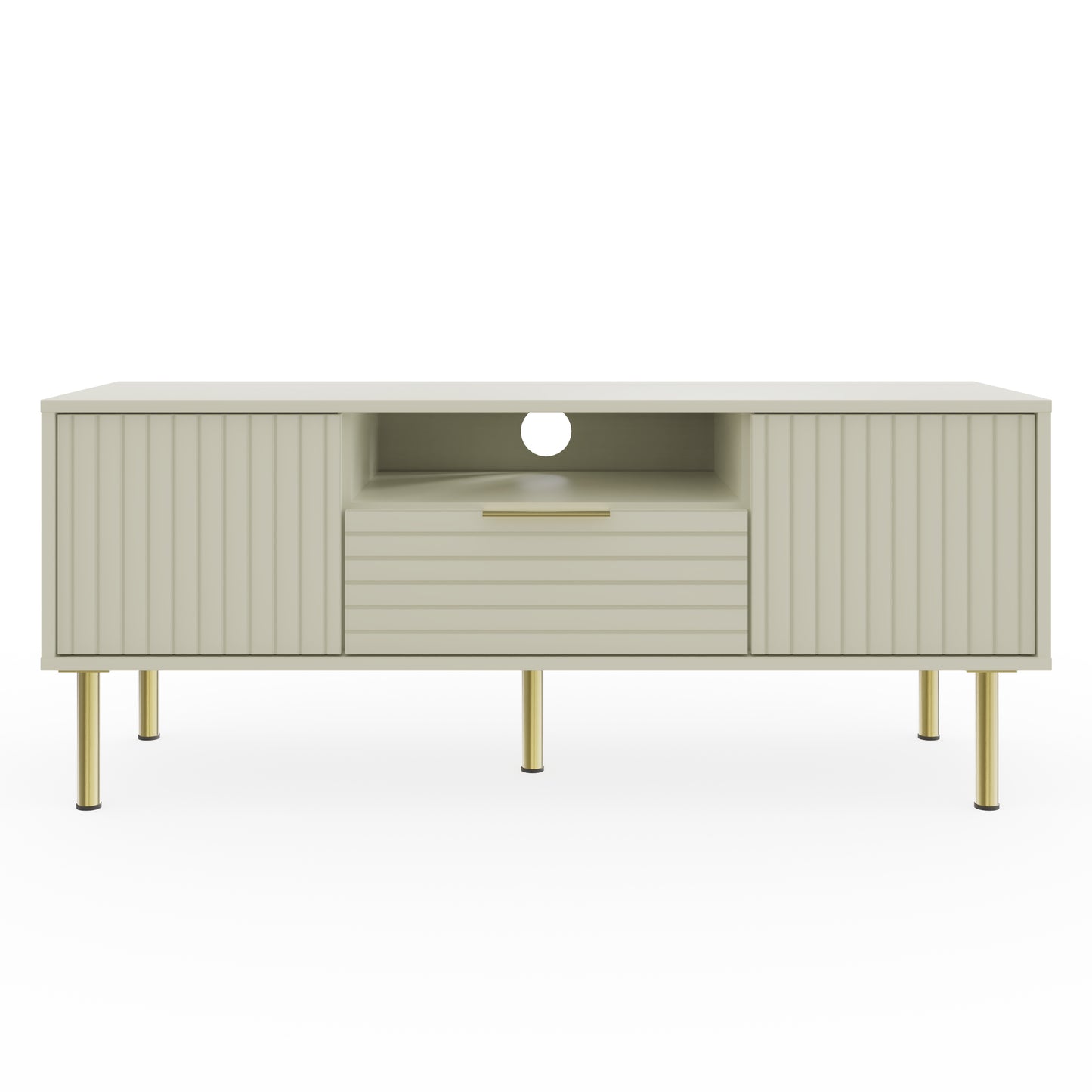 Nervata TV Unit White & Gold 1 Shelf 1 Drawer 2 Doors