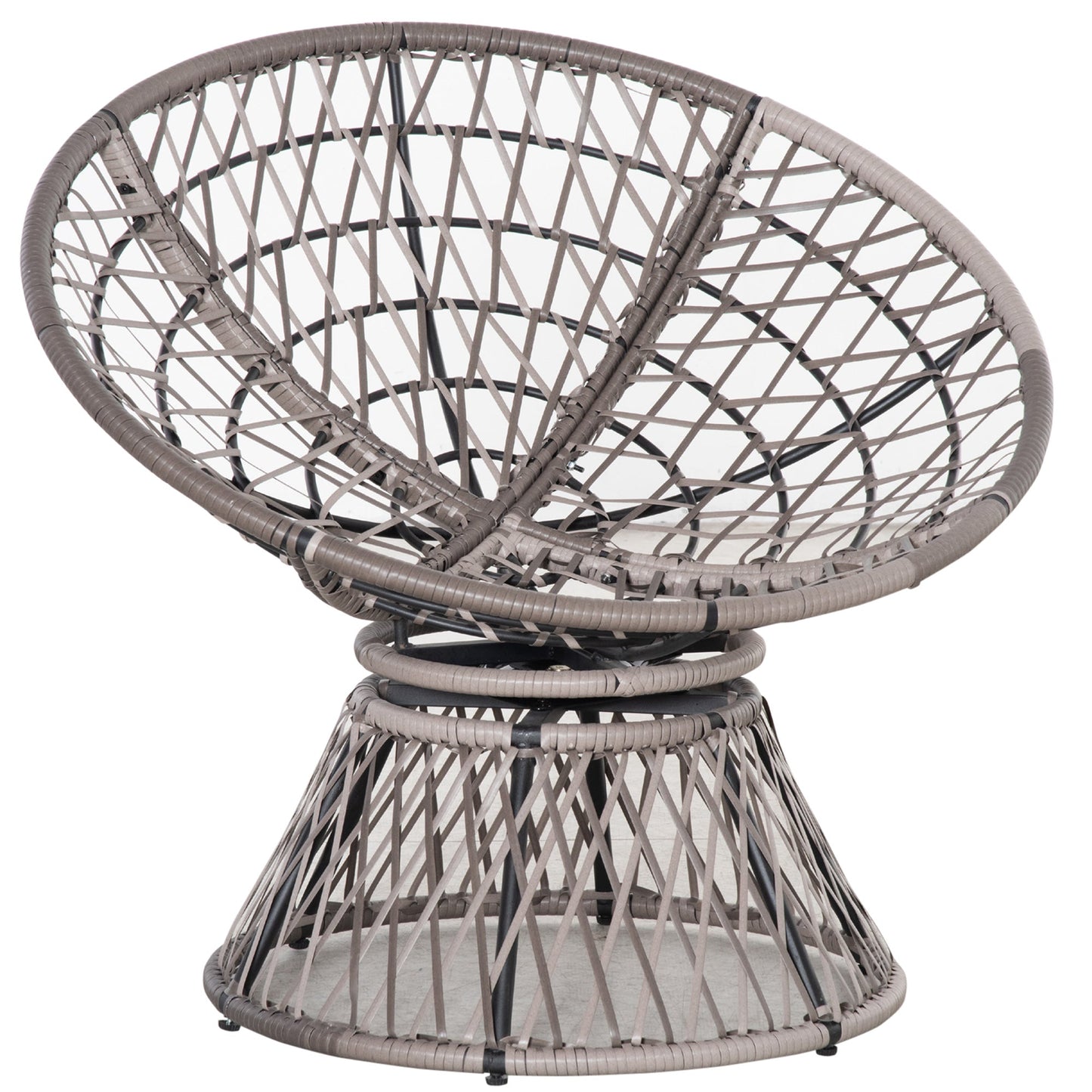 360° Swivel Rattan Papasan Moon Bowl Chair Round Lounge Garden Wicker Basket Seat with Padded Cushion Oversized for Outdoor Indoor