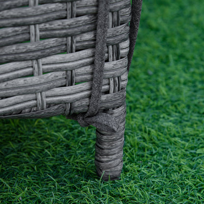 Patio Dual Rattan Wicker Single Sun Lounger w/ 4-Level Adjustable Headrest