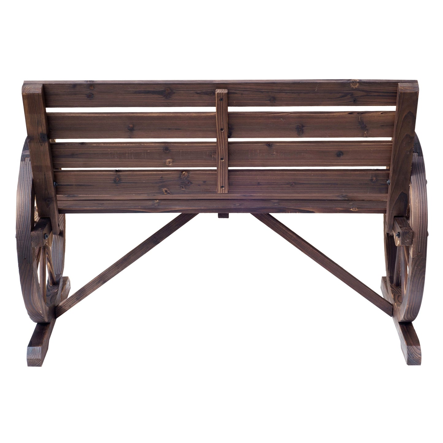 Wagon Wheel Chair Bench Armrest Rustic Loveseat Wood Outdoor Garden