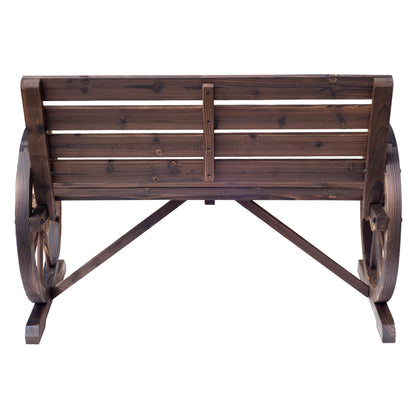 Wagon Wheel Chair Bench Armrest Rustic Loveseat Wood Outdoor Garden