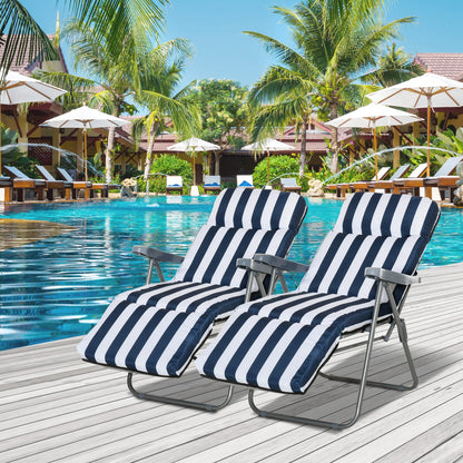 2-Piece Folding Sun Loungers Set-Blue/White Primary Image