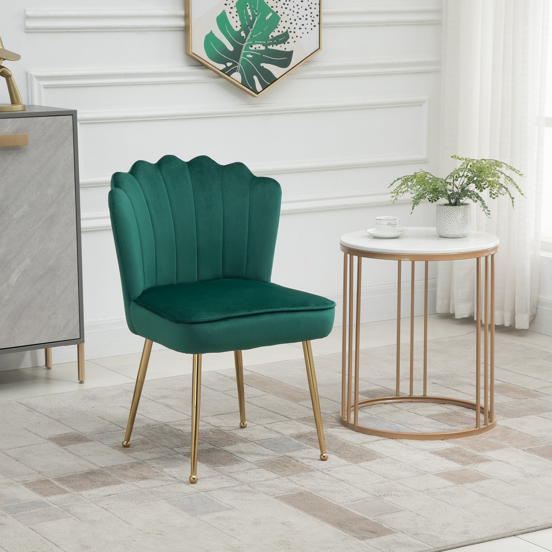 Velvet-Feel Shell Luxe Accent Chair only