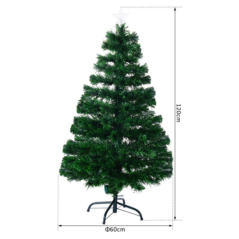 4FT Pre-Lit Fibre Optic Artificial Christmas Tree Holiday Xmas Décor with Tree Topper Multi-Colour
