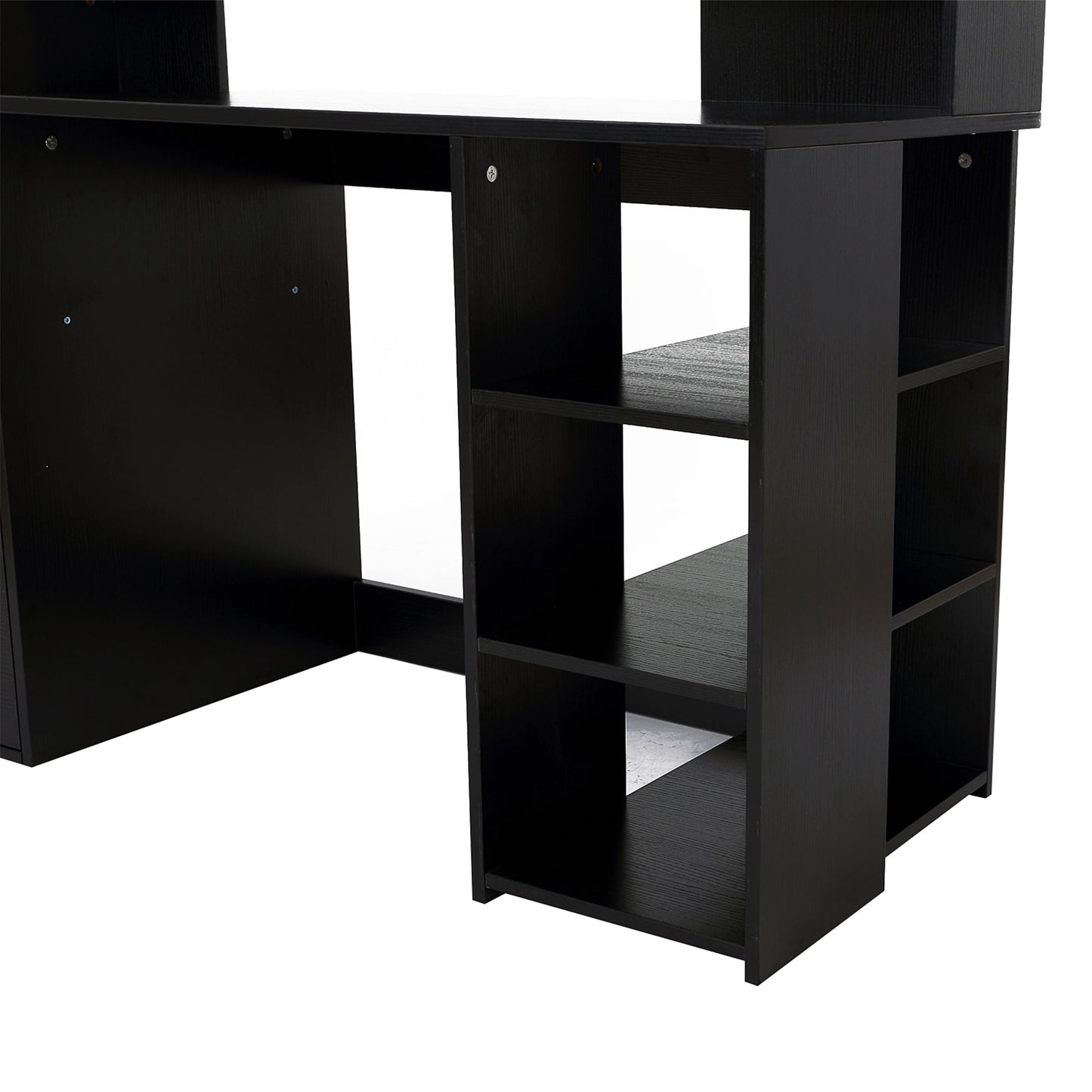 Computer Desk Study Table Modern Home Office Writing Workstation Furniture Printer Shelf Rack w/ Storage Drawer & Shelves Black