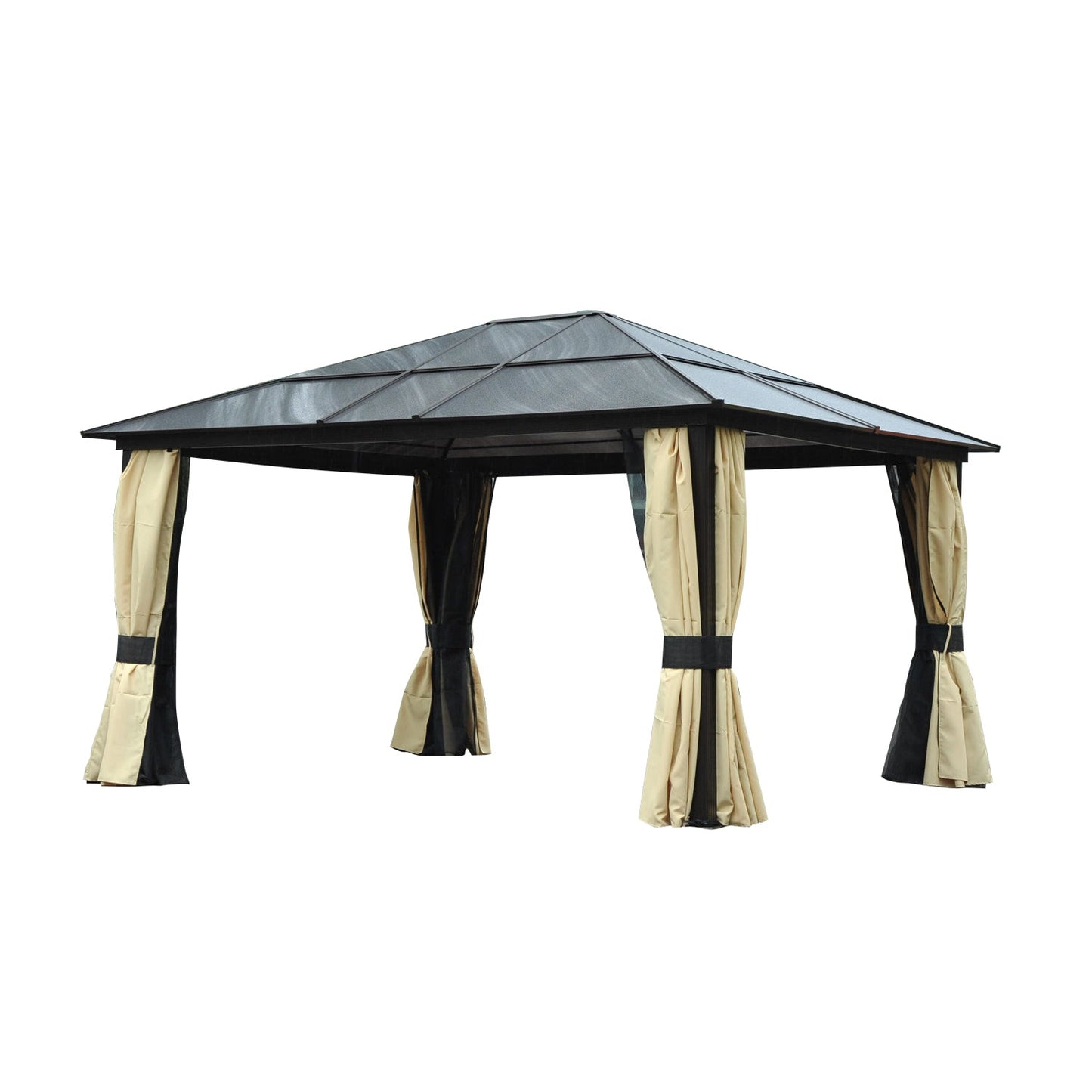 3.6 x 4m Hardtop Gazebo Canopy with Polycarbonate Roof and Aluminium Frame