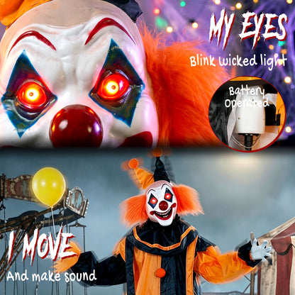Animated Scary Clown Halloween Decoration - 190cm