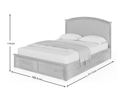 Madrid King Size Ottoman Bed Wood & Fabric Light Oak 5 x 7ft