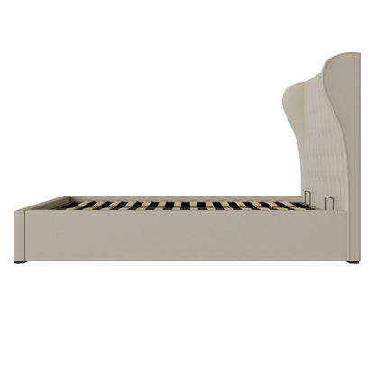 Dakota Small Double Ottoman Bed Wood & Fabric Natural 5 x 7ft