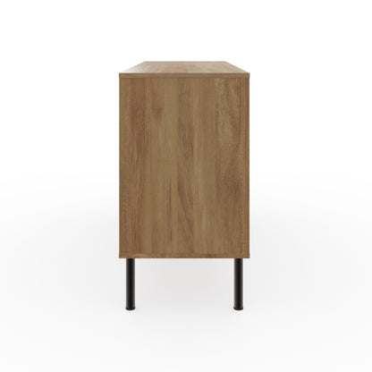 Nervata Large Sideboard Oak & Black 2 Doors 4 Shelves 3 Drawers