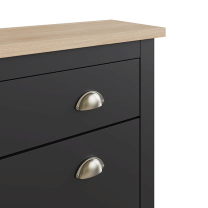 Lancaster Tall Shoe Storage Black 2 Doors 4 Shelves 1 Drawer