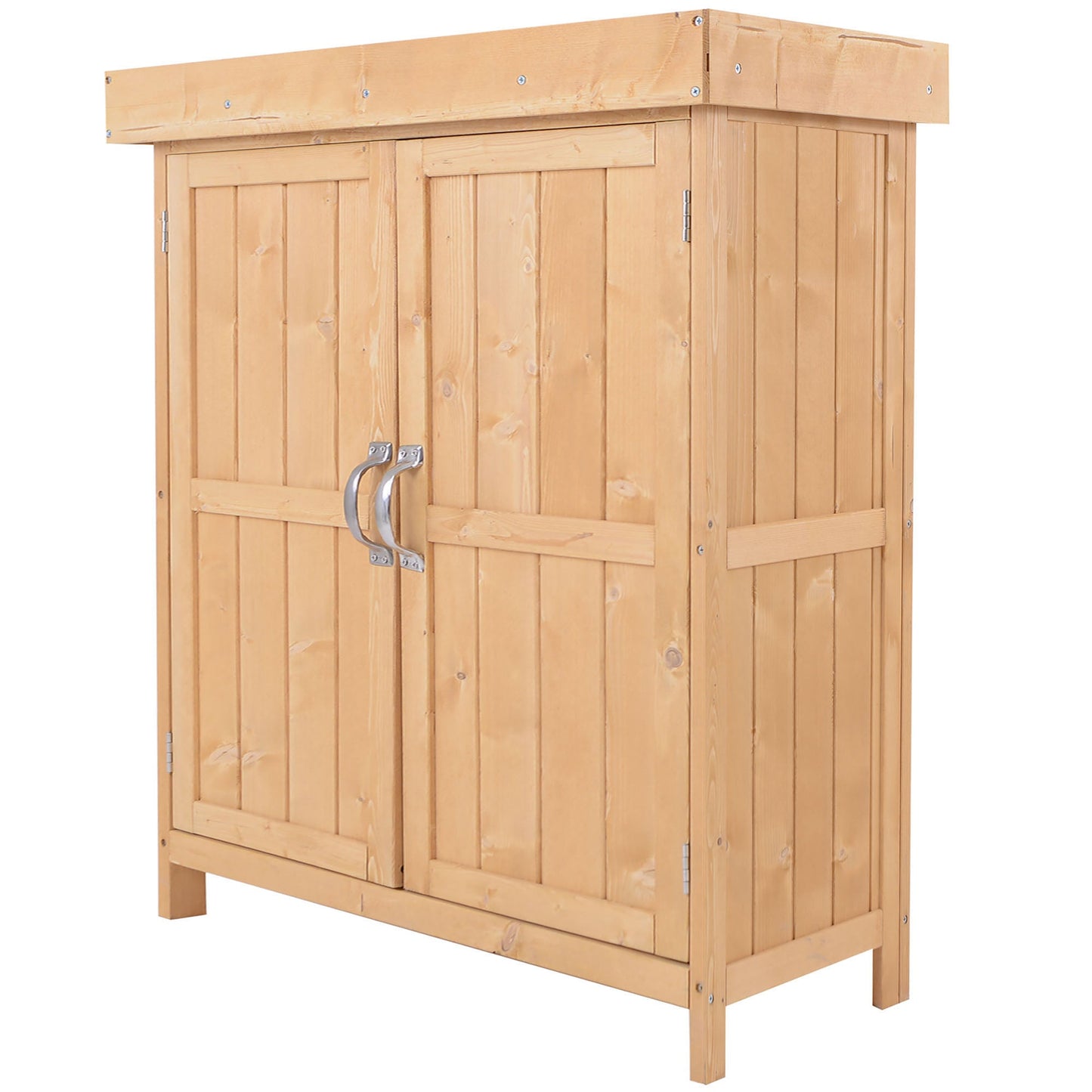 Panel 88cm Double Door Pent Garden Store Hinged Roof Fir Wood Natural by Steadfast
