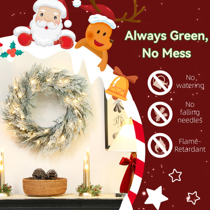 Wreath Christmas Decoration Green with Frosted Pattern - 60cm