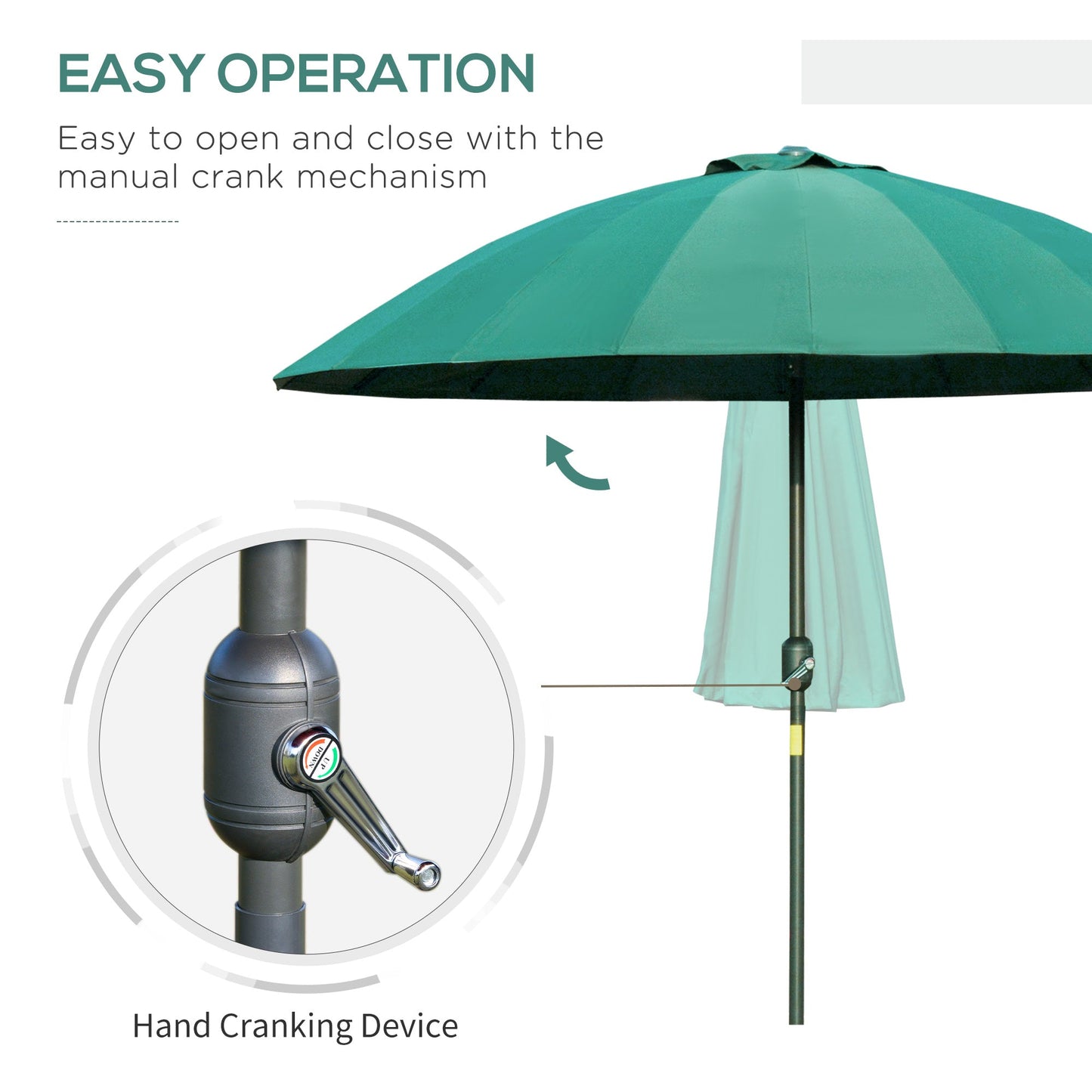 2.6m Shanghai Garden Parasol Umbrella with Crank & Tilt